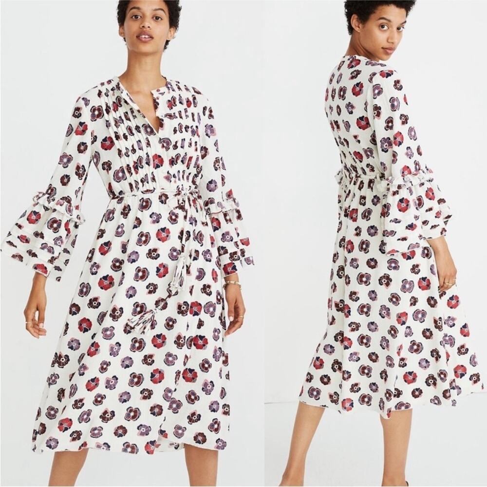 Madewell X Karen Walker Fantasia Floral Pleated Ruffle Midi Dress 4 / S